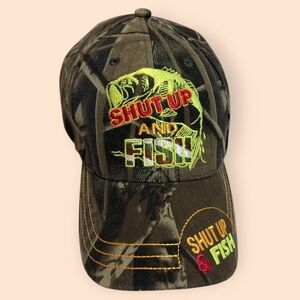 Shut Up And Fish Camouflage Baseball Cap Hat Embroidered Fishing Hunting Casual